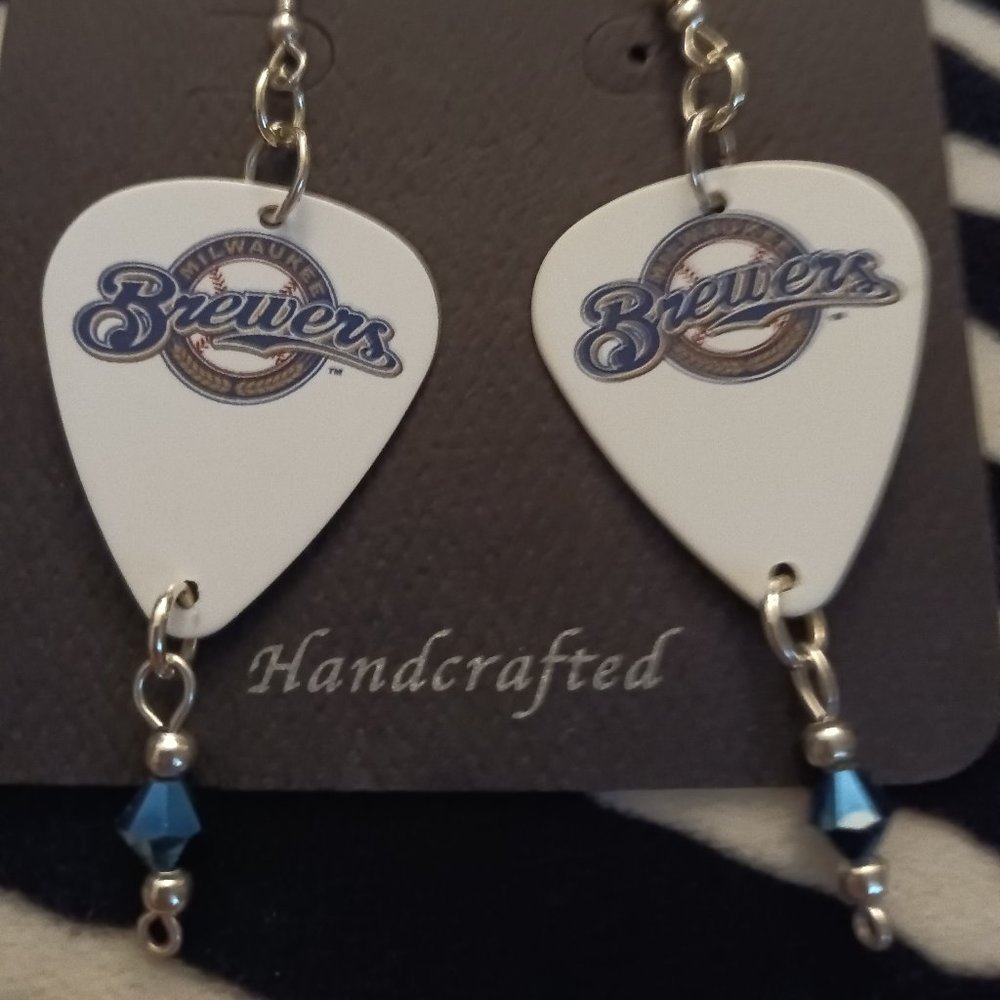 MILWAUKEE BREWERS GUITAR PICK EARRINGS